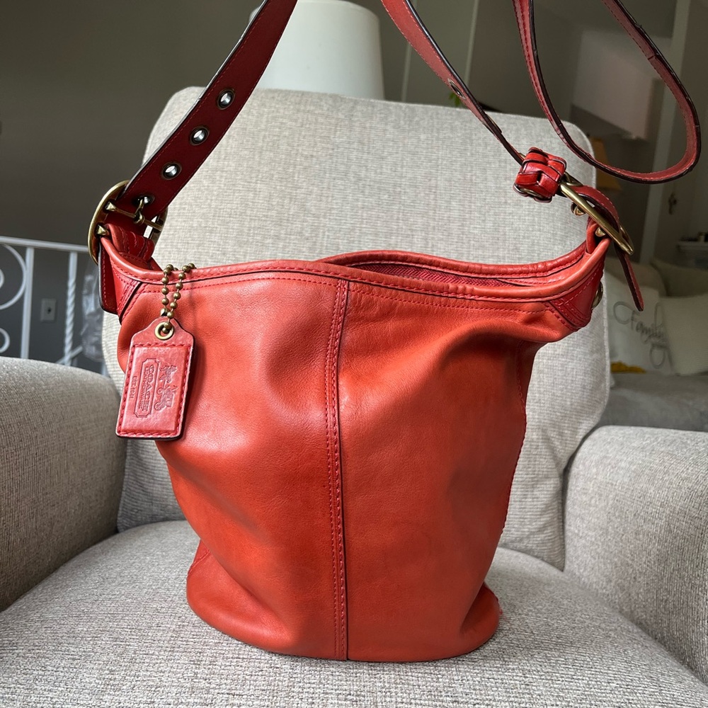 Coach 11422 Bleecker Medium Leather Tattersall Crossbody Duffle